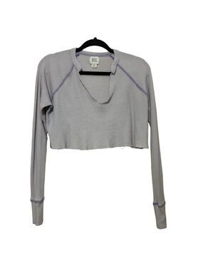 BDG Urban Outfiiter Waffle Knit Thermal Crop Top Women’s S Lavendar V-Neck